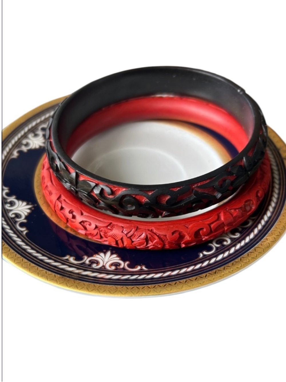 Set of Two Vintage CINNABAR Bangle Bracelets